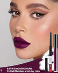 evpct 2Pcs Purple Plum Matte 24-hour Liquid Lipstick and Lip Liner Pencil Makeup Set Women Dark Red Bright Berry Liquid Lipstick Matte Lip Tint 24H and with Lip Liner Set Waterproof Long Lasting 1
