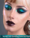 Afflano Single Green Eyeshadow - Shimmery, Highly Pigmented Multichrome, Color Changing Forest Green Glitter, Holographic Chrome Eye Shadow