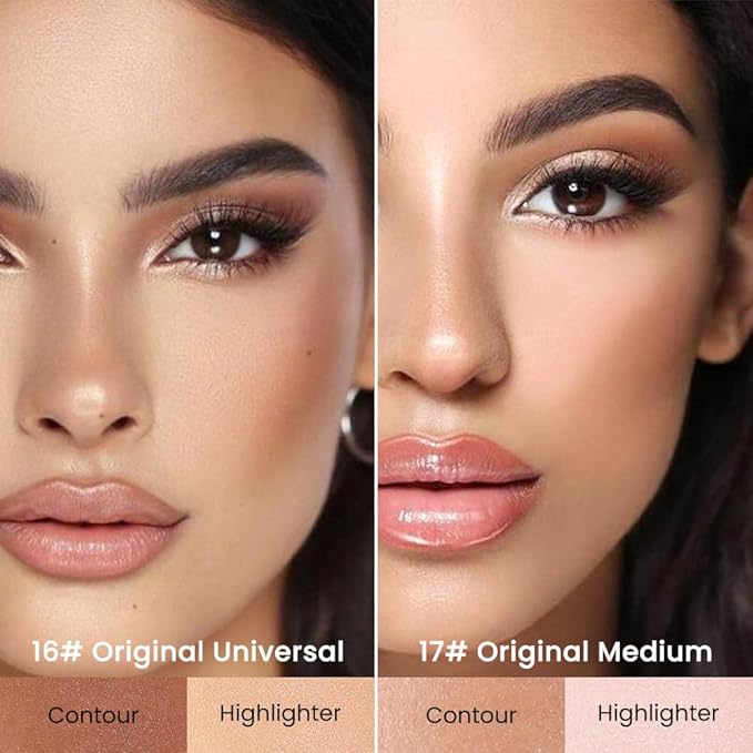 Kaely 2Pcs Cream Bronzer Highlighter Stick,Face Shaping Contouring Shades Makeup,16+17