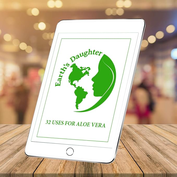 Earth's Daughter Organic Aloe Vera Gel from 100% Pure and Natural Cold Pressed Aloe – Moisturizes - Great for Face - Hair- Sunburn - Aftershave - Bug Bites - 12 oz.