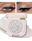 Glitter Shimmer Sparkle Eyeshadow Palette Makeup for Green Blue Eyes, Silver Glitter Shimmer Metallic Holographic Multichrome Cream Iridescent Single Monochrome Eye Shadow Makeup