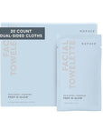 NuFACE Prep-N-Glow Facial Towelettes - 2-in-1 Exfoliating + Cleansing Makeup Remover Wipes, Hyaluronic Acid Travel Face Wipes to Hydrate & Brighten for Glowing Skin - 20 Individually Wrapped Cloths