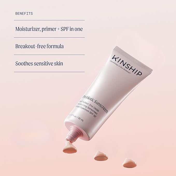 Kinship Self Reflect Probiotic Moisturizing Sunscreen + Dreamwave 2% Bio-Retinoid Overnight Renewal Serum - SPF 32 Lightweight 100% Mineral - Smooth Wrinkles