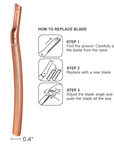 Eyebrow Razor with 6 Blades & Travel Case – Face Razors for Women & Men, Eyebrow Trimmer Shaper with Precision Cover, Facial Shaver & Dermaplaning Tool for Smooth Skin (Rose Gold)