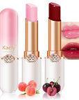 evpct 2Pcs Peach Red Cherry Magic Mood Color Changing Lipstick Long Lasting 24 Hours Original for Women, PH Color Change Changing Jelly Lipstick Tinted Lip Balm Gloss Stain Makeup Set labiales magicos
