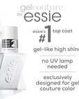 Essie Gel Couture Long-Lasting Nail Polish, Vegan, Clear, Shiny Top Coat, 0.46 fl oz