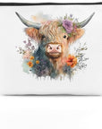 Western cosmetic bag highland cow