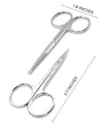 Pack of 2 Curved & Rounded Blunt Tip Stainless Steel Small Scissors for Eyebrows & Eyelashes, Beard Trimming & Moustache, Baby Nails, Nose & Facial Hair