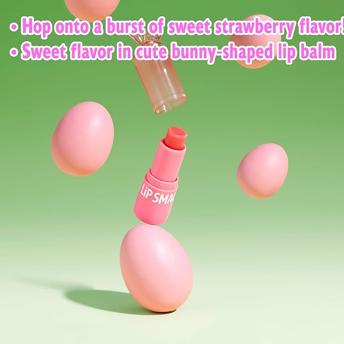 Lip Smacker Bunny Lip Balm, Moisturizing & Hydrating Lip Care, Fun & Collectible Easter Gift for Kids & Lip Balm Lovers - Strawberry