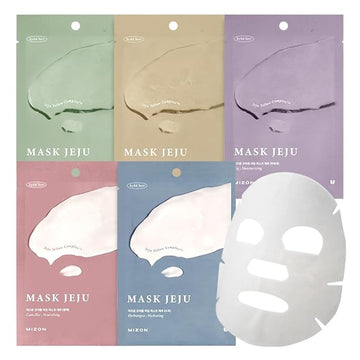 MIZON Joyful Time Jeju Face Mask Bundle (10 PCS) – Multi-Pack with 2 of Each: Heartleaf, Fig & Aloe, Lotus, Hydrangea & Camellia – Moisturizing & Nourishing Korean Face Masks for Radiant Skin