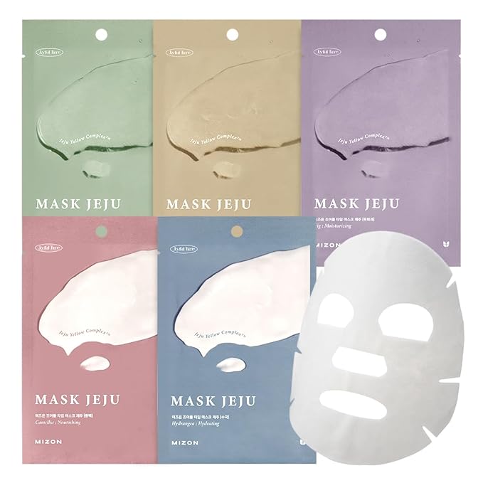MIZON Joyful Time Jeju Face Mask Bundle (10 PCS) – Multi-Pack with 2 of Each: Heartleaf, Fig & Aloe, Lotus, Hydrangea & Camellia – Moisturizing & Nourishing Korean Face Masks for Radiant Skin