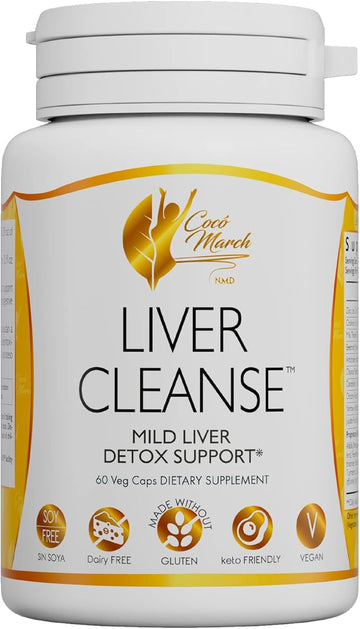 Coco March Liver Cleanse - Mild Tonic Liver Support Digestive Health Made with Real Plant Nutrients - Free of Gluten, Soy, Dairy - Vegan, Keto Friendly, 60 Capsules
