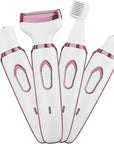 Women's Electric Razor Bikini Trimmer, 4-in-1 Cordless Shaver for Face, Legs, Underarms, Pubic Hair – Wet/Dry Use, Painless Hair Removal