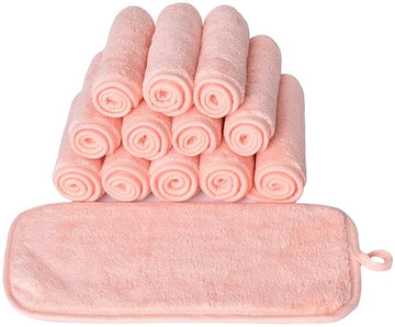 Makeup Remover Cloths for Face, Eye, Lips - Reusable Makeup Remover Pads Soft Microfiber Facial Cleansing Cloths 6 x 12 inch 12 Pack (Coral)
