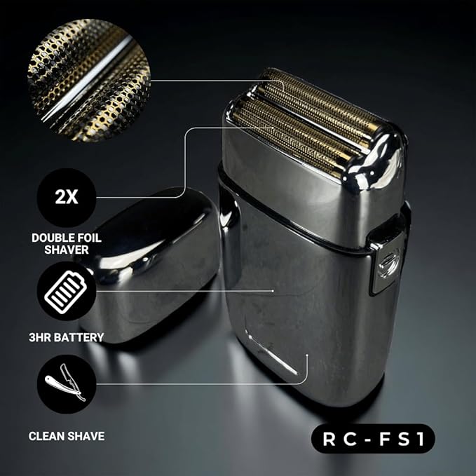Royal Clips Hair and Beard Fade Kit – Professional Clipper, Trimmer & Foil Shaver Bundle for Men, Complete Haircut Set for Barbers, Home Use & Grooming – 5-Hour Battery, 10pcs Limit Combs, Silver