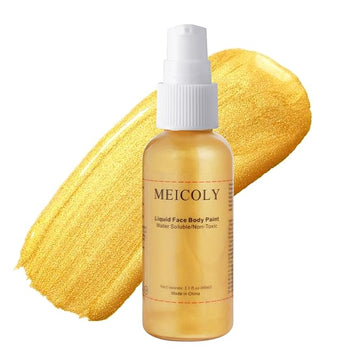 MEICOLY Cream Gold Face & Body Paint, 2.1oz Smudge-proof, Washable Full Body Paint for Adults & Kids - Halloween SFX, Christmas Highlight Makeup