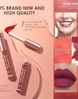 LANGMANNI 4pcs Matte Lipstick with Lipliners Durable Makeup Set,Long-Lasting Non-Stick Cup Not Fade Waterproof Pigmented Velvet Lipgloss Kit Beauty Cosmetics Makeup Gift for Girls(#1+2+8+11)