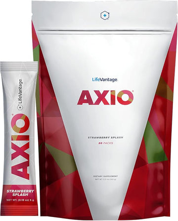 AXIO Regular Energy Drink Powder, Strawberry Splash, 30 Packets, Instant Energy Powder, Energy Supplement in a Drink Mix, w/B Vitamins, DMAE, L-Theanine, Quercetin, Green Tea & Pine Bark Extract