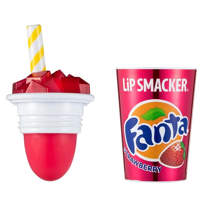 Lip Smacker Coca Cola Lip Balm, Moisturizing, Collectible Beverage Cup Design, Sheer Finish for Smooth Lips - Strawberry Fanta