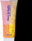 MEICOLY Neon Orange Body Glitter Gel,UV Blacklight Chunky Face Glitter Gel,Glow in The Dark Glitter Paint,Singer Concert Music Festival Party Rave Accessories,Halloween Glitter Makeup for Women,50ml