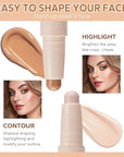 Cream Contour Sticks,Shades with Highlighter & Bronzer,Non-greasy and