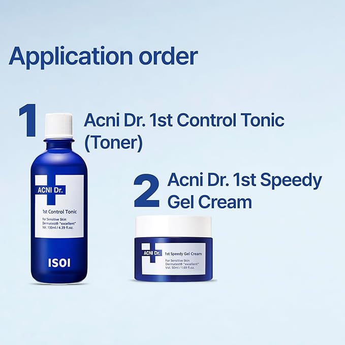 ISOI ACNI Dr. 1st Control Toner, Plant-Based Soothing Acne Toner for Face, for Oily & Sensitive Skin, Total Sebum Care & Refreshing Hydration with Cooling Effect, Korean Skin Care (4.39 fl.oz/130ml)