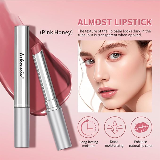 2PCS Honey Lipstick Tinted Lip Balm,Black and Pink Lipstick,Hydrating Natural Glossy Sheer Black Lip Balm,Moisturizing Makeup Lip Care for Repairing Dry Lips