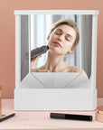 Non-Reversing Mirror, True Image Reflection, Precision True Images Real Reflection, Precision Glass Viewing Angle, Makeup Vanity Non-Magnifying Tabletop Beauty Mirror (White, Small)
