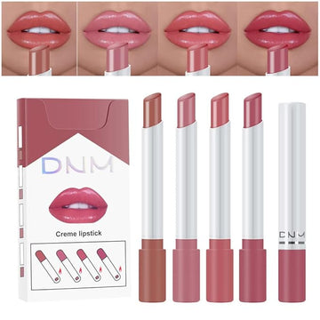 evpct 4Pcs Smoke Pipe Lip Color Changing Lipstick Little Smoke Cigarette Matte Lip Balm Set Kit for Women Beauty Lipstick and Lipliner Glossy Rose Pink Nude Lip Gloss Long Lasting 24