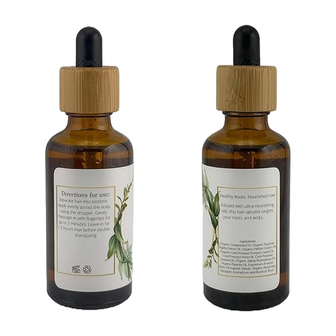 Lia Organics Hair Growth Oil - Organic, Vegan, cruelty free - Rosemary oil, castor oil, pumpkin seed oil, amla oil etc. For thick healthy hair, 1.70 Fl Oz (Pack of 1)