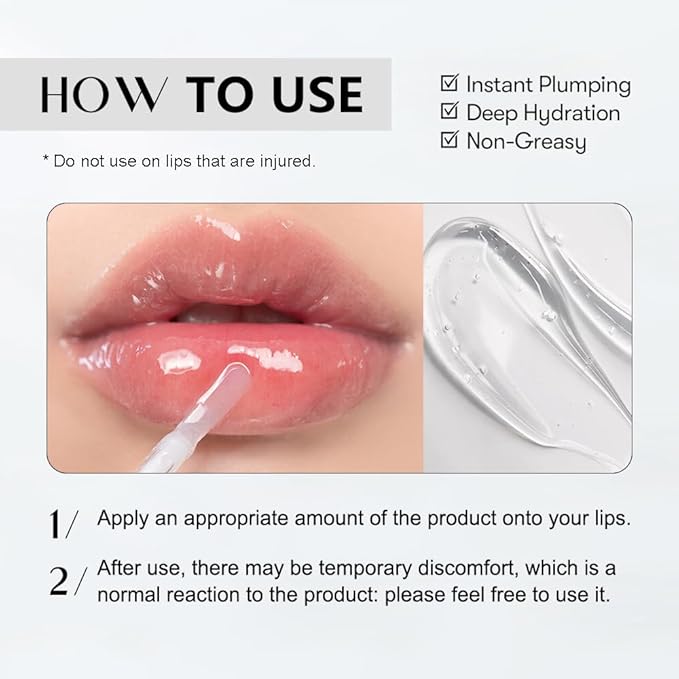 Lip Plumper, 0.21 oz, Moisturizing Transparent Lip Gloss, Fragrance-free, Korean Cosmetics