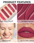 evpct Silky Lip Liner Pencil Retractable, Plum Red Smooth Lip Liner Creamy Velvet Lipliner Long-Lasting for Korean Makeup Contouring Matte Lip High Pigmented Rich Colors Crayon Lipstick Pen 01