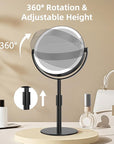 Makeup Mirror with Lights, 8" Double Sided 1x/10x Magnifying Vanity Mirror with 3 Color Lights, Rechargeable, 360° Rotation and Adjustable Height, Gift for Women Her
