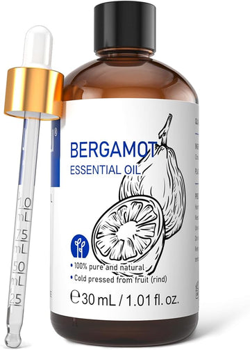 HIQILI Bergamot Essential Oil for Diffuser, Skin, Hair, DIY, 100% Pure & Natural - 1.01 Fl Oz (30 mL)