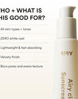 Abib Airy Clear Sunscreen Gel SPF30 1.01 fl.oz / 30 g (Semi- matte) | Korean Suncreen, Suncare, Sunblock, No White cast, Reef Safe, Primer poreless