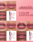 Matte Lip Liner Pencil Set 3 Pack, Long-Lasting Waterproof Lip Liners, Smudge-Proof and High Pigment Lip Liner Kit, Smooth Application for Defining & Shaping Lips, Non-Fading Matte Finish-2#