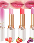 Kaely 3Pcs Peach Strawberry Grape Hydrating Lipstick Tinted Lip Balm, Color Changing PH Lipstick Makeup, Korean Magic Lip Stain Long Lasting Waterproof, labiales magicos 24 horas originales