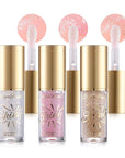 3Pcs Glitter Lip Oil,Moisturizing Lip Glow Oil Big Brush Head Long Lasting Hydrating Shimmery Transparent,Glass Lip Glow Oil Non-sticky Shiny Primer Plumping Lip Gloss