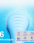 NågraCoola Electric Facial Cleansing Brush - Waterproof and Rechargeable, Exfoliates, Cleanses and Massages Skin - Light Blue