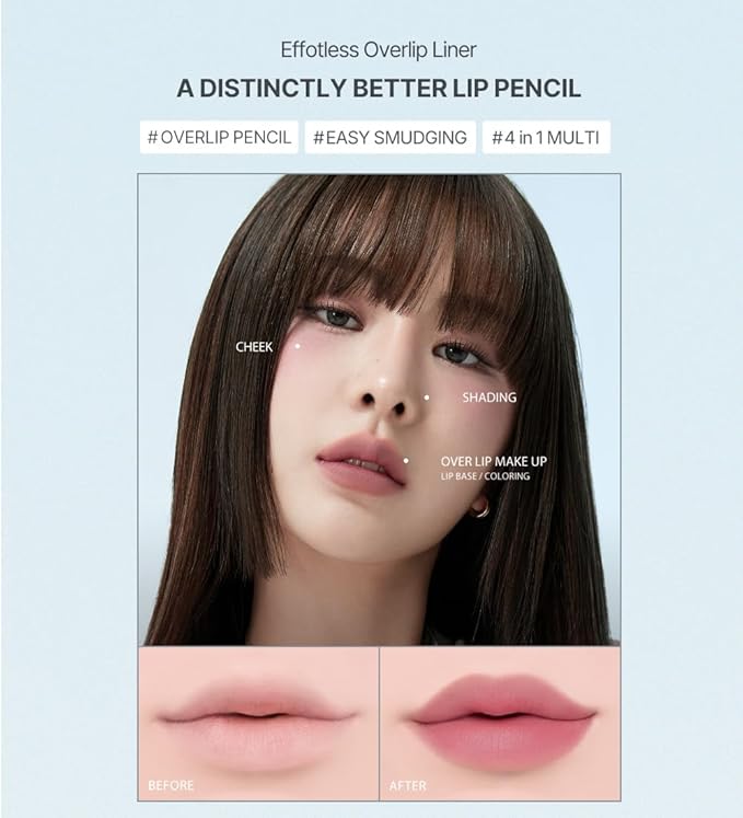 Heart Percent Dote On Mood Lip Liner Pencil, Long-Lasting Creamy Lip Crayon Smooth Lipliner Retractable Lipstick Overlip Line Color 0.8g, #19. Dusty Pink