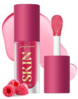 2Pack Big Brush Head Hydrating Lip Glow Oil Plumping Lip Tint, Hydrating Lip Gloss Tinted Lip Balm Transparent Lip Care, Long Lasting Nourishing Non-sticky Fresh Texture (Strawberry + Raspberry)