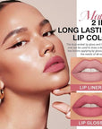 Kaely 2-in-1 Matte Lipstick and Lip Liner, Liquid Lip Stain Makeup for women Long Lasting Waterproof Smudge Proof, labiales matte mate larga duracion listip 24 hours originales, 35 Mauve Pink