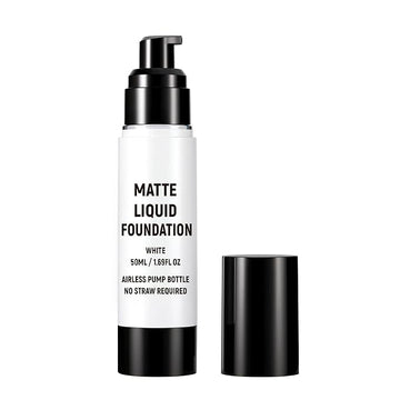 CCbeauty Clown White Liquid Makeup Foundation, White Face Painting Kit, Flawless & Full Coverage Demi Matte Finish, Professional Body Paint For Halloween Party, Skeleton, Joker, Mime, Goth Makeup