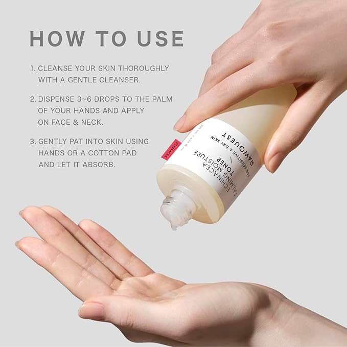 RAWQUEST- Echinacea Korean Toner for Face for Deep Hydration, Instant Moisture, Soothing, Anti-Aging & Dermatologist Tested w/Hyaluronic Acid & Niacinamide | Korean Skin Care for Dry & Sensitive Skin