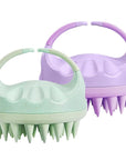 HEETA Scalp Massager with Soft Silicone Bristles for Hair Growth, Dandruff Removal, and Scalp Relaxation - Shampoo Brush for Wet or Dry Hair (Green & Purple)