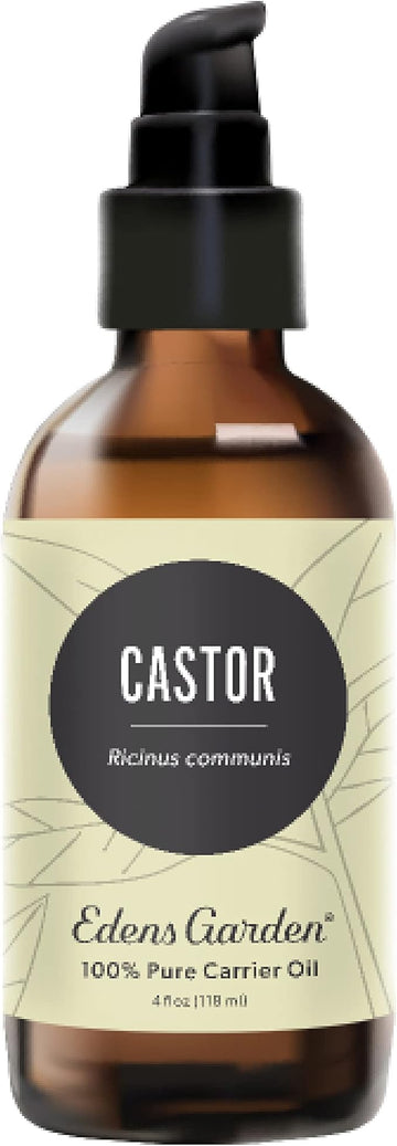 Edens Garden Organic Castor Oil – Cold Pressed, Unrefined, Hexane-Free & 100% Pure Therapeutic Grade – Carrier Oil for Nails, Cuticle, Hair Growth, Eyelashes, Eyebrows, Skin & Scalp 118 ml (4 fl oz)