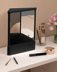 Non-Reversing Mirror, True Image Reflection, Precision True Images Real Reflection, Precision Glass Viewing Angle, Makeup Vanity Non-Magnifying Tabletop Beauty Mirror (Black, Small)