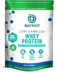 BioTrust Low Carb Lite, Low Calorie Protein Powder – Low Carb, Sugar Free, Low Sodium, Keto Protein Powder – 20g Grass-Fed Whey Protein Isolate with Digestive Enzymes – Unflavored, 14 Servings