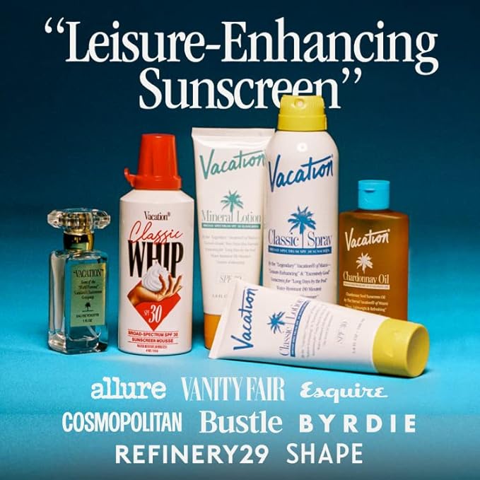 Vacation Chardonnay Oil SPF 30 + Air Freshener Bundle, Vegan Suntan Oil with Broad Spectrum SPF, Oxybenzone + Octinoxate Free Sunscreen Tanning Oil, TSA Friendly, Travel Size, 3.4 fl. Oz.