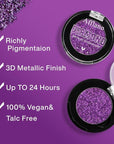Purple Glitter Eyeshadow, High Impact Diamond Shimmer Eyeshadow Lavender Sparkle Makeup, High Pigment Long Lasting Fine Pressed Eye Glitters/Highlighter, Waterproof Violet Eye Shadow Palette, Vegan